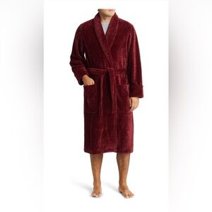 NORDSTROM Men's Black Plush Jacquard Robe M/L